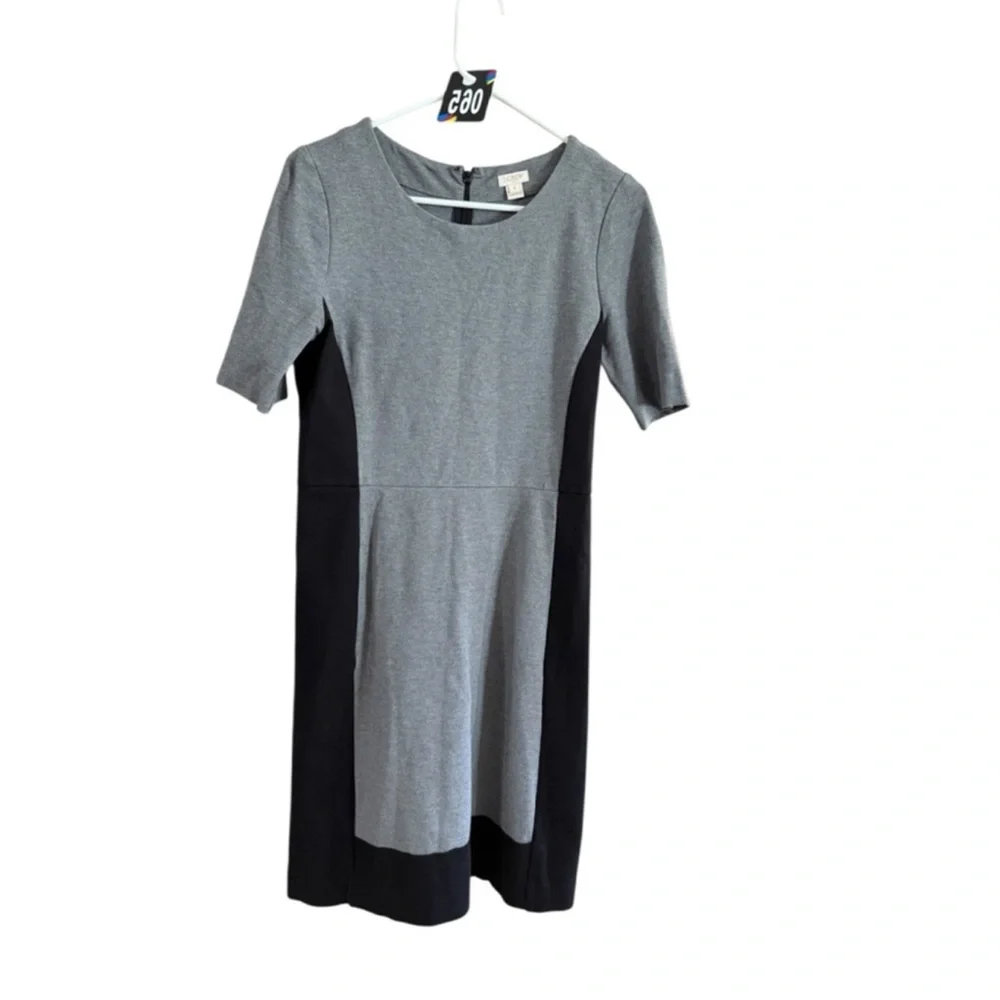 J. Crew Gray and Black Midi Dress